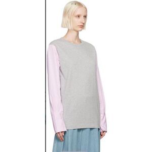 Dries Van Noten Gray & Pink Contrast Sleeves T-shirt NWT Size XS